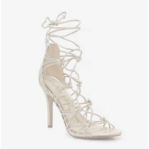 SAM EDELMAN Adella Strappy White Leather Heeled Sandals Size 11M